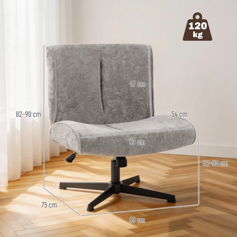 HOMCOM Draaibare Accentstoel, Fluwelen Gestoffeerde Loungestoel met Hoogteverstelling voor Woonkamer, Kantoor, Grijs