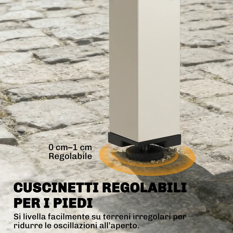 Outsunny Tavolo Estensibile in Alluminio per Esterni, Piano in Vetro Temperato, Bianco Crema.