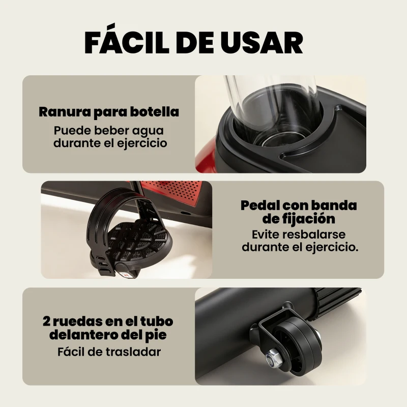 HOMCOM Bicicleta Estática con Respaldo de 8 Niveles de Resistencia Volante Asiento Ajustable Pantalla LCD y Soporte