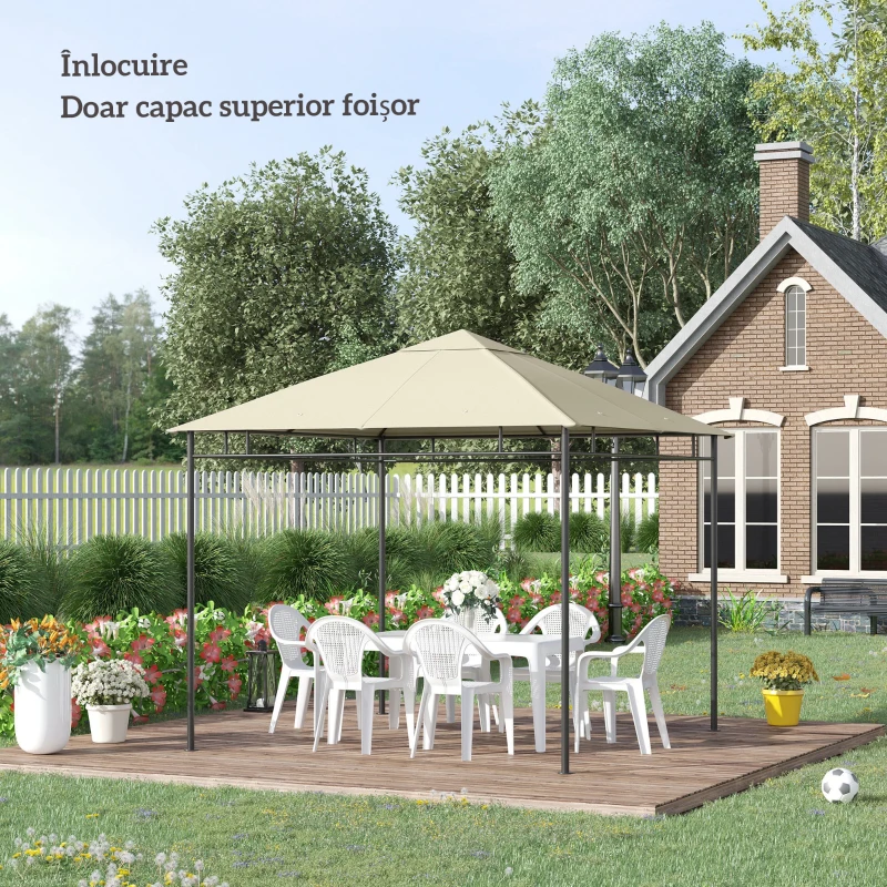 Outsunny Tetto di Ricambio Telo Sostitutivo per Gazebo Traspirante 3x3m