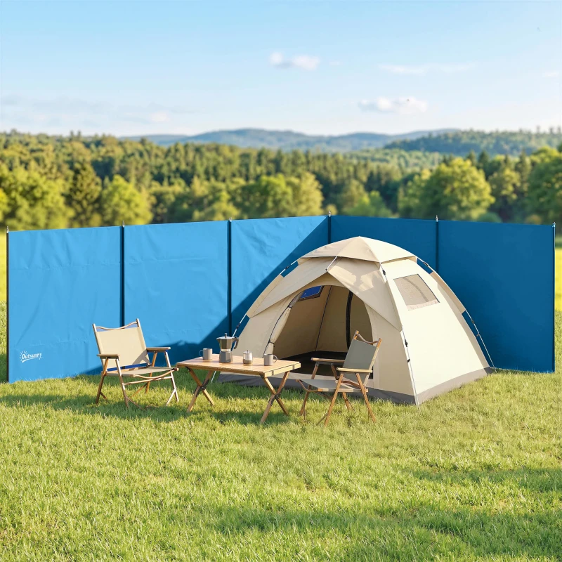 Outsunny Camping Windbreak, Foldable Portable Wind Blocker w/ Carry Bag and Steel Poles, 780cm x 150cm