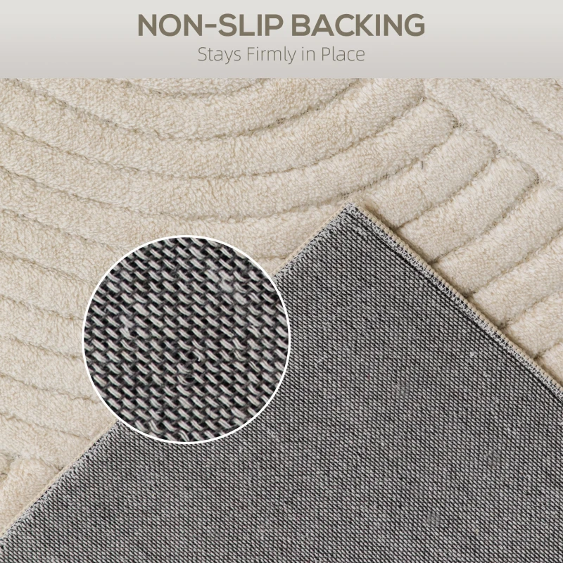 HOMCOM Modern Geometric Rug, Thick & Plush, Non-Slip, 160 x 120 cm – Cream, Living Room/Bedroom/Office
