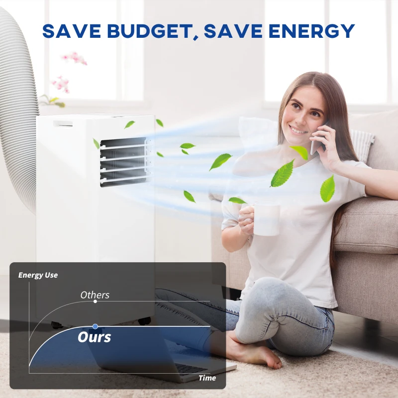 HOMCOM 3-w-1 klimatyzacja, wentylator z wyświetlaczem LED, zmywalny filtr, timer, biały