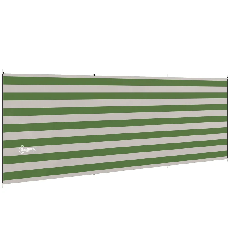 Outsunny 4 Pole Camping Windbreaks, Beach Wind Shield Shelter with Carry Bag and Steel Poles, 540cm x 150cm, Army Green