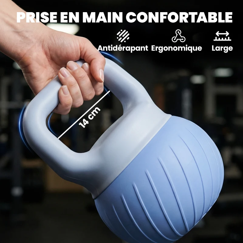SPORTNOW Kettlebell 10 kg, haltère avec poignée Antidérapante ergonomique, haltère à boule, musculation, entraînement, Bleu