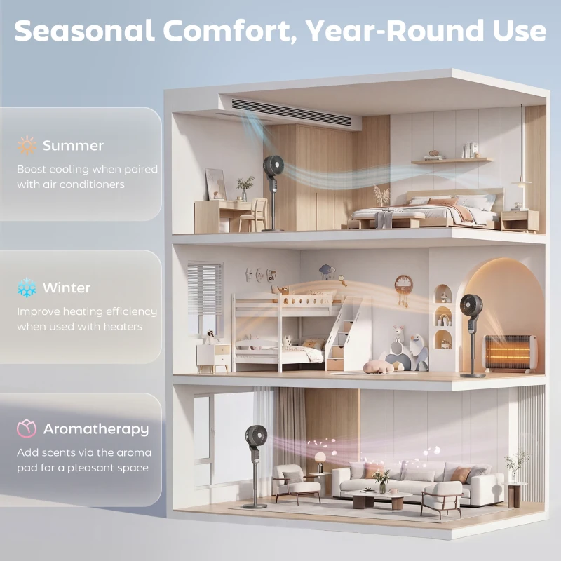 HOMCOM 20 dB Silent Standing Fan, 41" Pedestal Fan with Remote, 85° Oscillating, 8 Speeds, Adjustable Height, 12H Timer