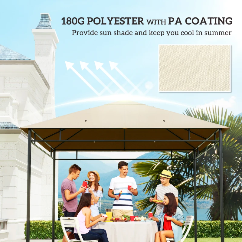 Outsunny Zastępczy dach do pawilonu 3x3m wodoodporny dach pawilonu z 8 otworami odprowadzającymi wodę kremowy