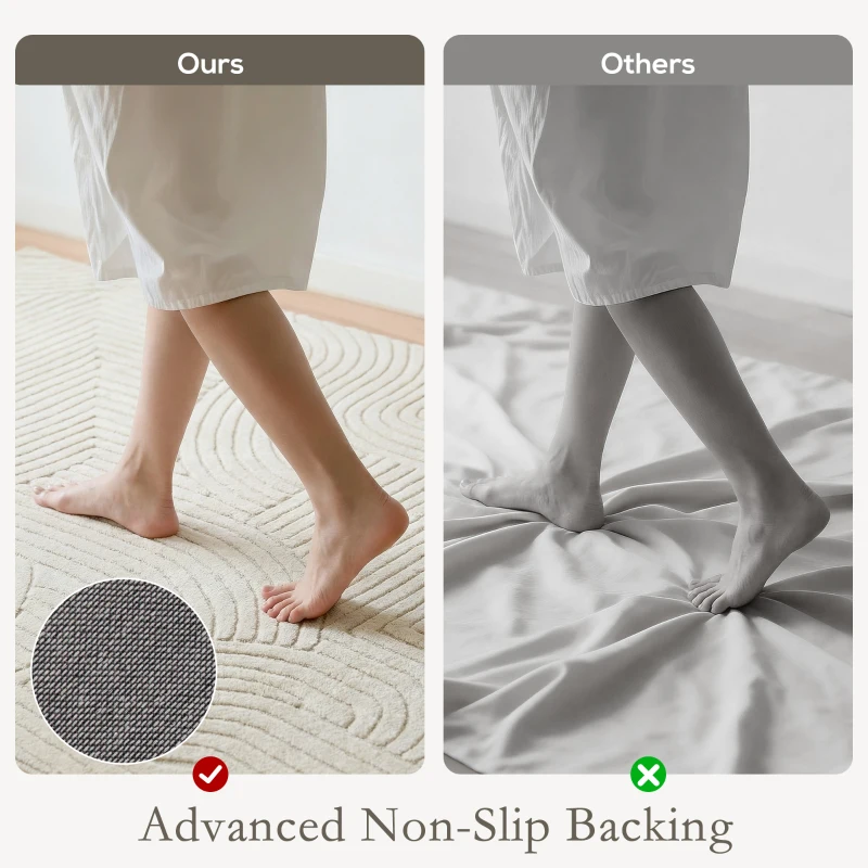 HOMCOM Modern Geometric Rug, Thick & Plush, Non-Slip, 200 x 140 cm – Cream, Living Room/Bedroom/Office