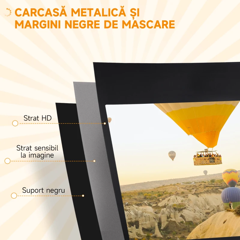 HOMCOM Ecran Proiector Pliabil de 100" Format 16:9 cu Trepied Reglabil, 235,8x8x136 cm, Alb