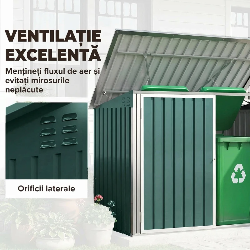 Outsunny căsuță pentru tomberoane, container pentru gunoi, căsuță pentru depozitare