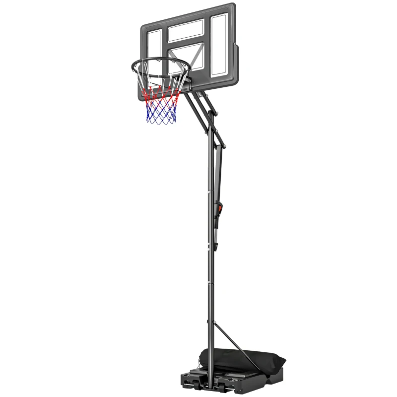 SPORTNOW Canasta de Baloncesto Exterior con Ruedas Altura Ajustable 235-305 cm Base Rellenable y Bolsa de Peso Negro
