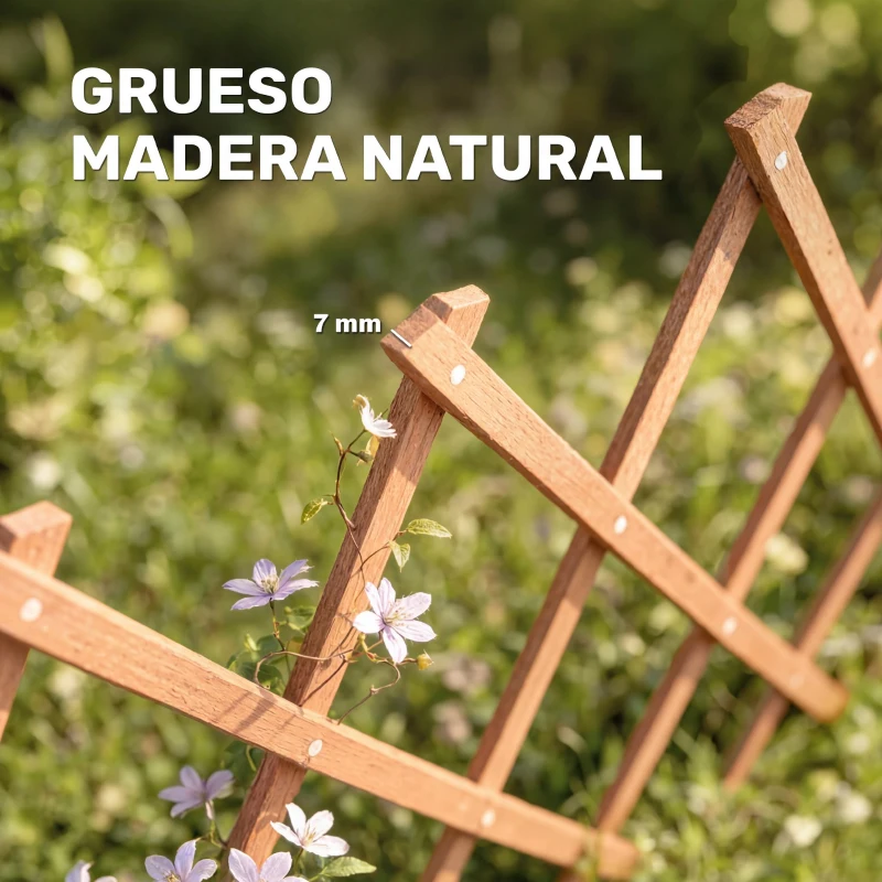 Outsunny Enrejado de Jardín de Madera Extensible Soporte para Plantas Trepadoras Rosas y Parra 180x60 cm Marrón Claro
