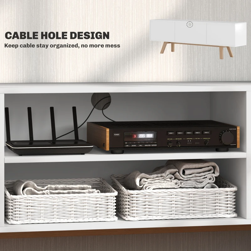 Stolik RTV, do telewizora 65", biały, nowoczesny design