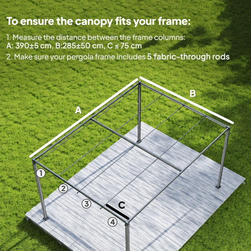 Outsunny Retractable Pergola Canopy Only, 3.92 x 3.5 m, UV30+ Replacement Canopy Cover for 4 x 3 m Pergola, Khaki