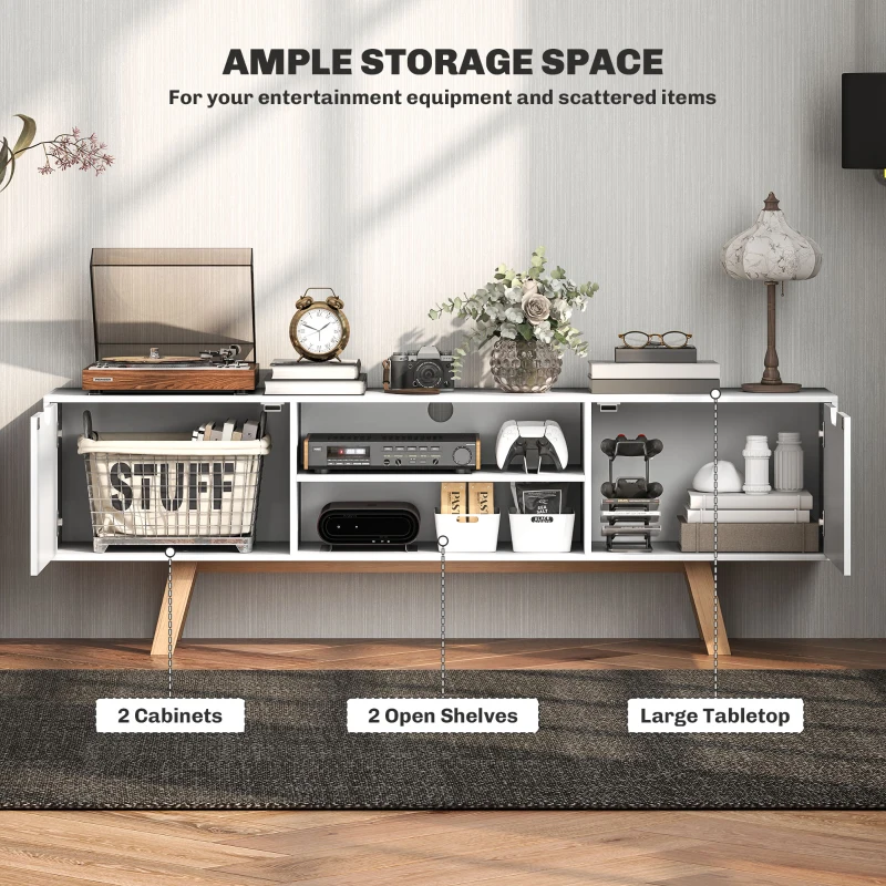 Stolik RTV, do telewizora 65", biały, nowoczesny design