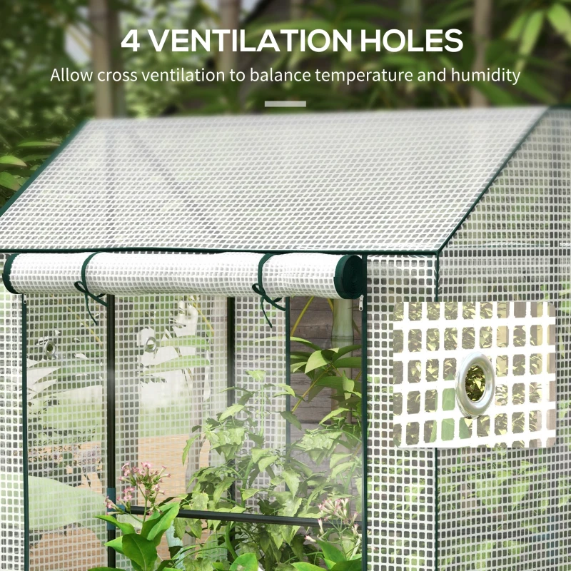 Outsunny Green House, Mini Greenhouse with 2 Roll-up Doors, Vent Holes and Reinforced Cover, 100 x 80 x 150cm