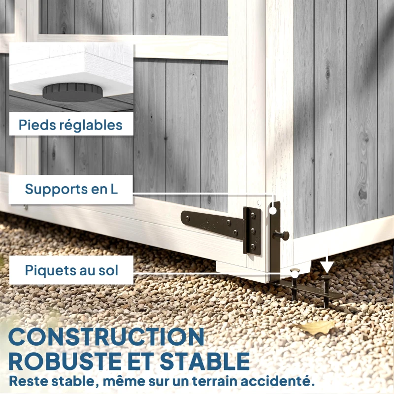 Outsunny Armoire de Jardin Abri de Jardin Étanche avec Toit en Métal Double Porte pour Outils de Jardinage 105x55x179cm Gris