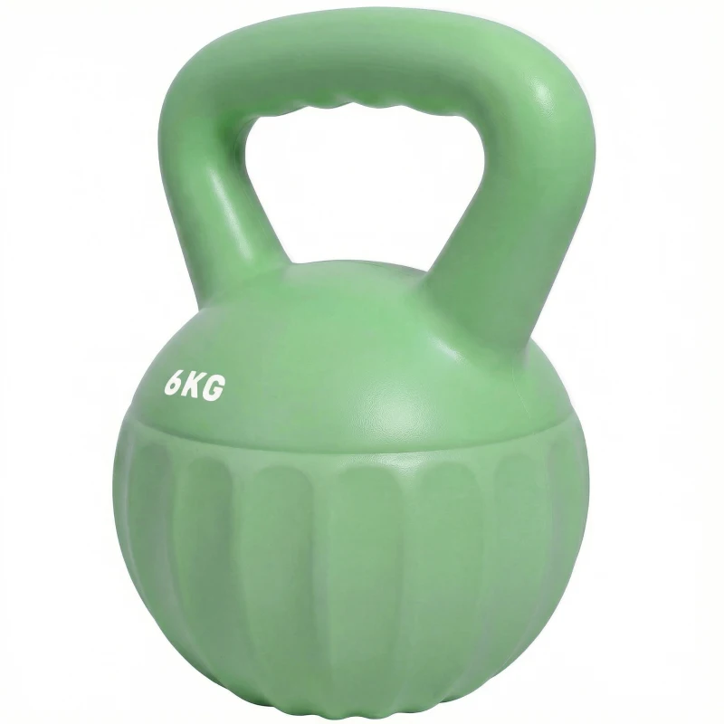 SPORTNOW Kettlebell 6 kg Pesa rellena de arena para principiantes Entrenamiento de fuerza en casa 17 x 17 x 23 cm Verde