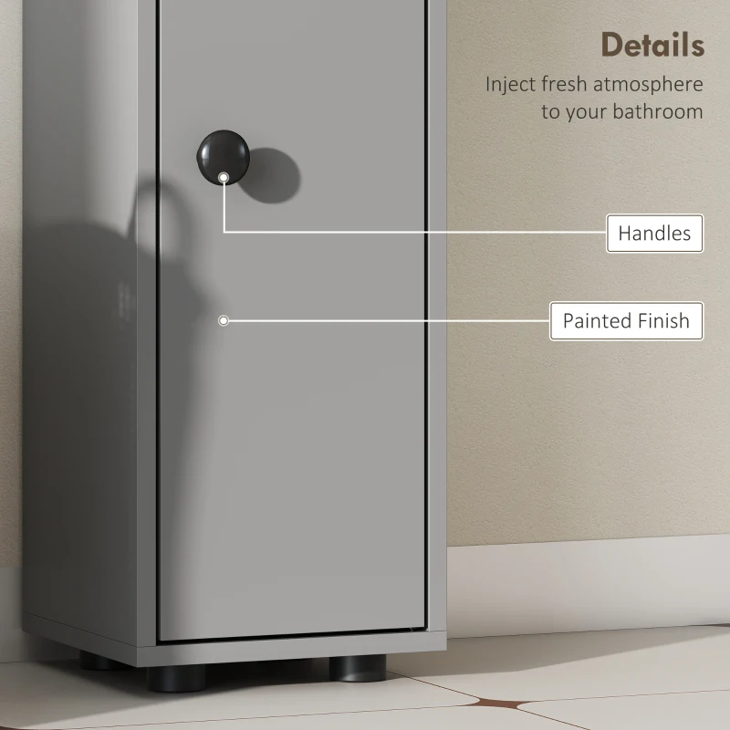 kleankin Szafka łazienkowa, 4 półki, szuflada, płyta wiórowa, smukły design, szara