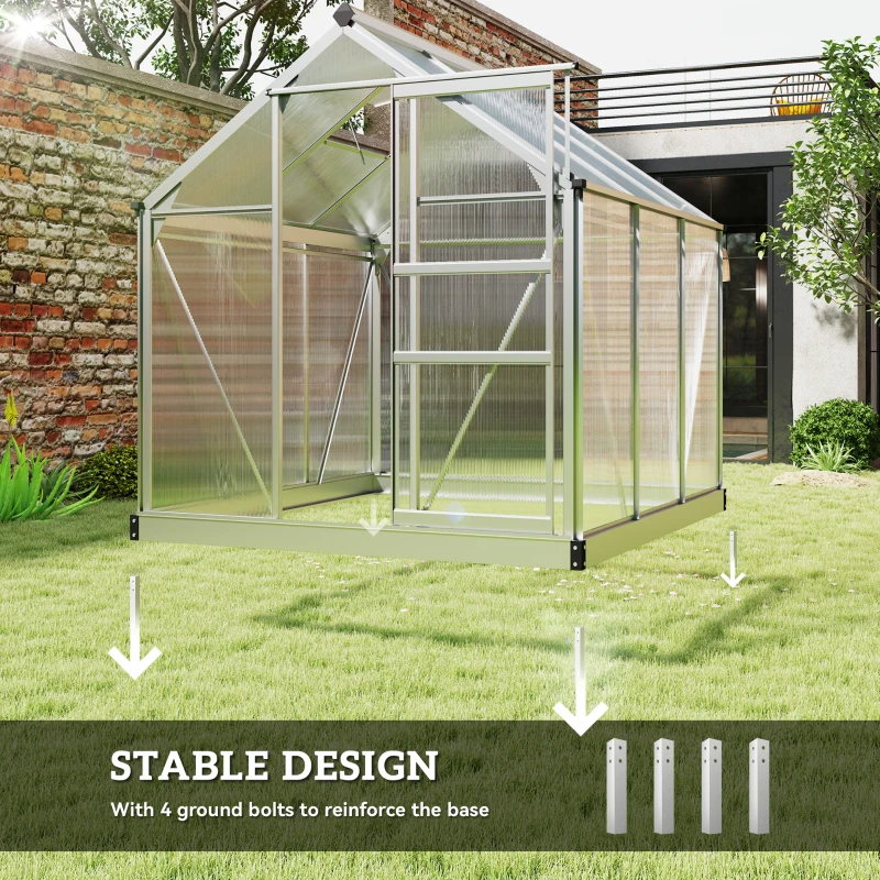 Outsunny 6 x 6ft Polycarbonate Greenhouse - Clear