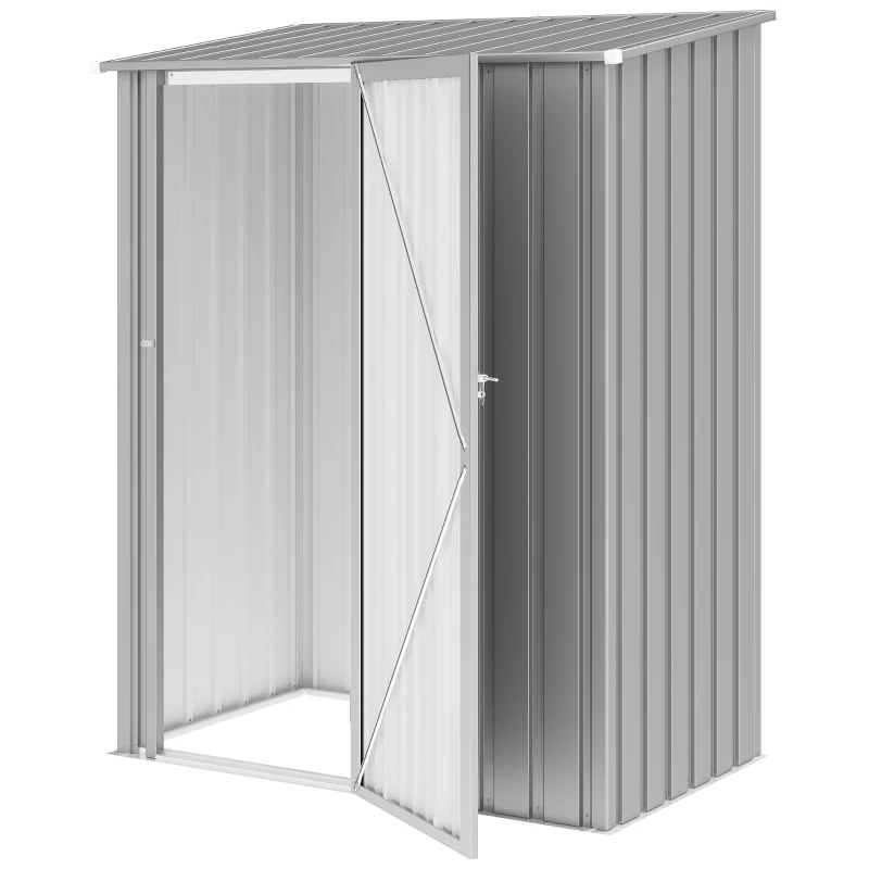 Outsunny 5ft x 3ft Garden Storage Shed, Outdoor Metal Shed with Sloped Roof, Aluminium Grey