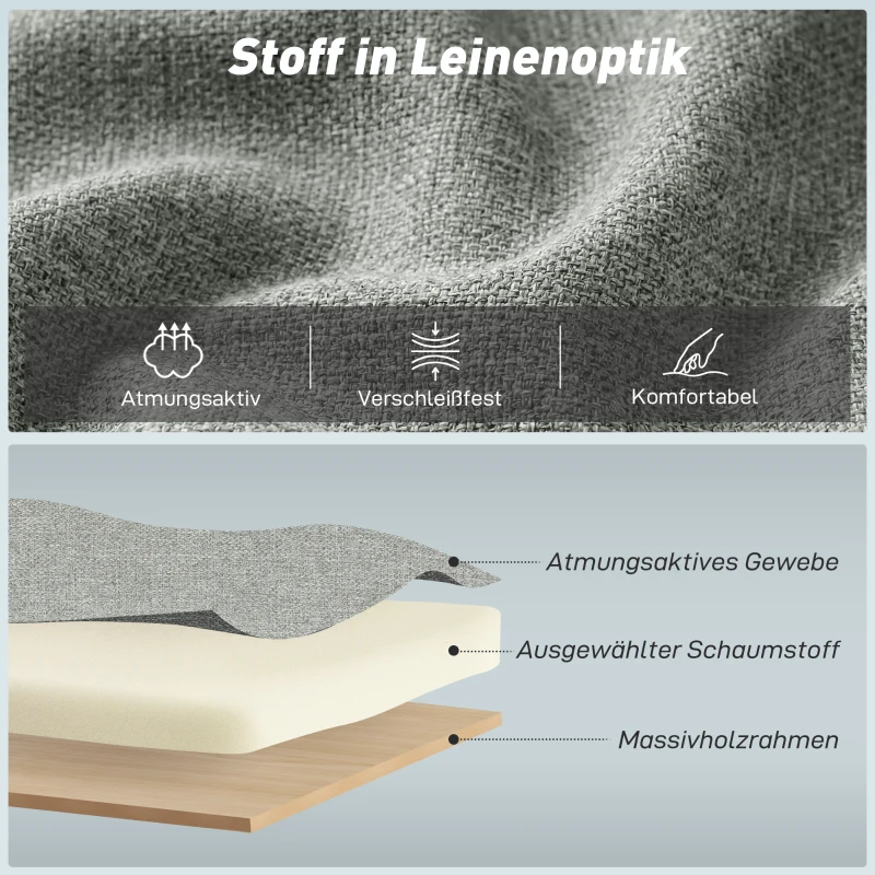 HOMCOM 3-in-1 Schlafsessel, Ausziehbarer Sofa-Bett Sessel mit Verstellbarer Rückenlehne, Grau