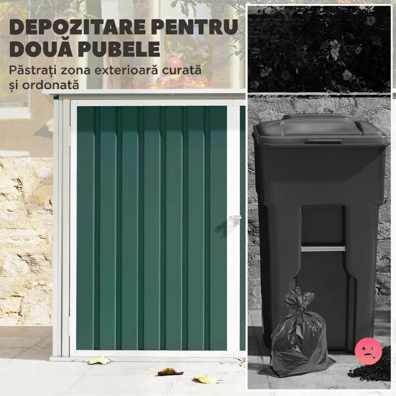 Outsunny căsuță pentru tomberoane, container pentru gunoi, căsuță pentru depozitare