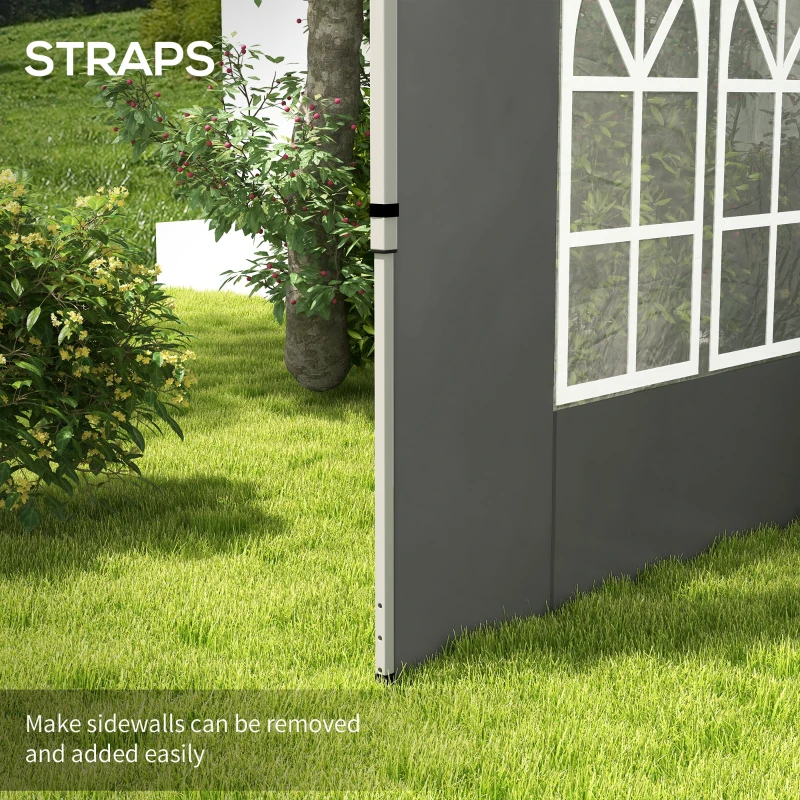 Outsunny Gazebo Side Panels, Sides Replacement with Window for 3x3(m) or 3x4m Pop Up Gazebo, 2 Pack, Dark Grey
