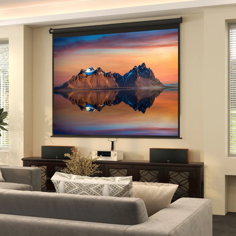 HOMCOM Pantalla de proyección 304,8 cm 4:3 HD 4K, carcasa metálica, pantalla altura ajustable manualmente, 244x183cm, negro