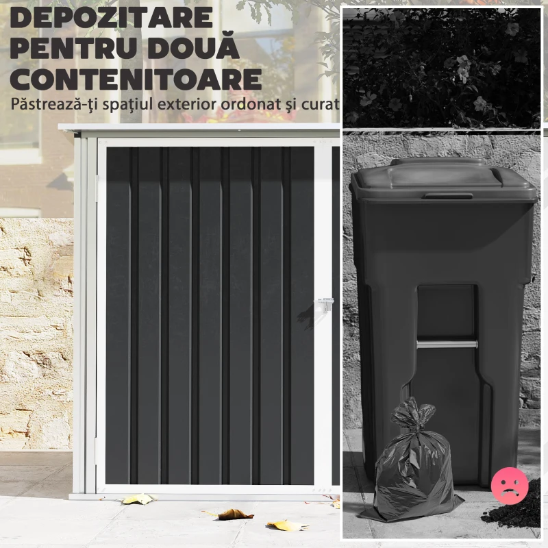 Outsunny coteț pentru tomberoane, spațiu pentru gunoi, ascunzătoare tomberoane, cutie coteț