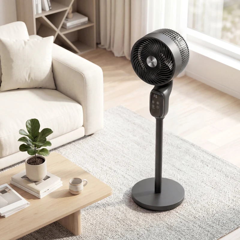HOMCOM 20 dB Silent Standing Fan for Bedroom, 39" Pedestal Fan with Remote, 90° Oscillating, 8 Speeds, Adjustable Height, Black