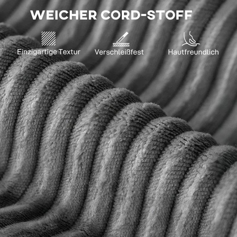 HOMCOM Chaiselongue 2 Sitzer Groß Schlafsofa 134 x 151 cm mit Becherhalter für Wohnzimmer, Grau