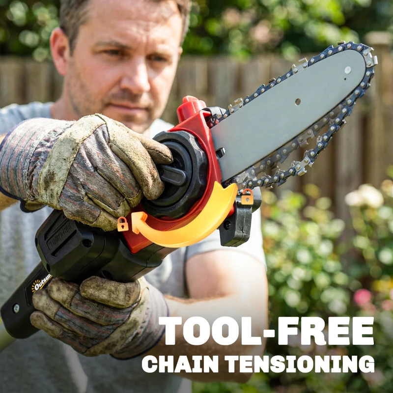 Outsunny 18V 8" Cordless Pole Chainsaw, 1.94m/2.56m Electric Chainsaw with 2 x 4.0Ah Batteries, Charger, Auto Lubrication