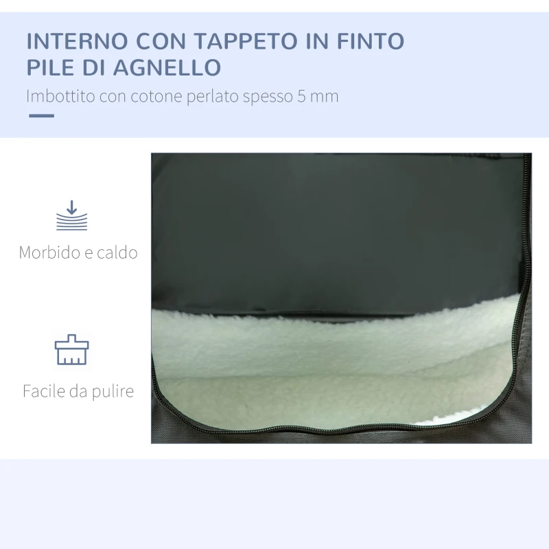 PawHut Trasportino per Cani Mini e Gatti con Cuscino, Sacca di Trasporto e Porte a Rete, 60x42x42 cm, Grigio