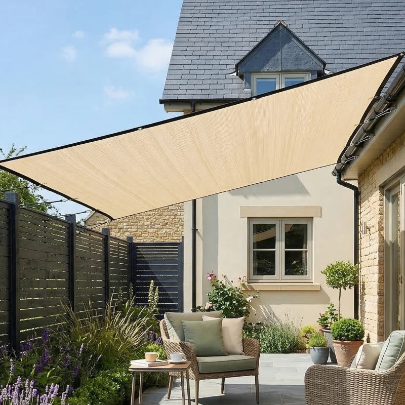 Outsunny Sun Shade Sail UV Protection Canopy with Stainless Steel Eyelets for Patio Garden 3 x 3.6 m Beige