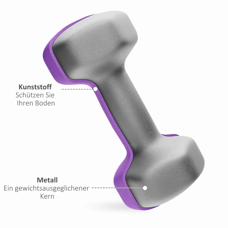 SPORTNOW Hantelset mit Aufbewahrungsgestell, Set mit 6 Hanteln für Fitness-Training, 2 x 1kg, 2 x 2kg, 2 x 3kg