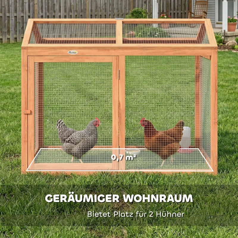 PawHut Hühnerstall Freilaufgehege mit Sitzstange Doppeltüren, aus Holz und Metall, für 2 Hühner, 104 x 70,5 x 84 cm Orange