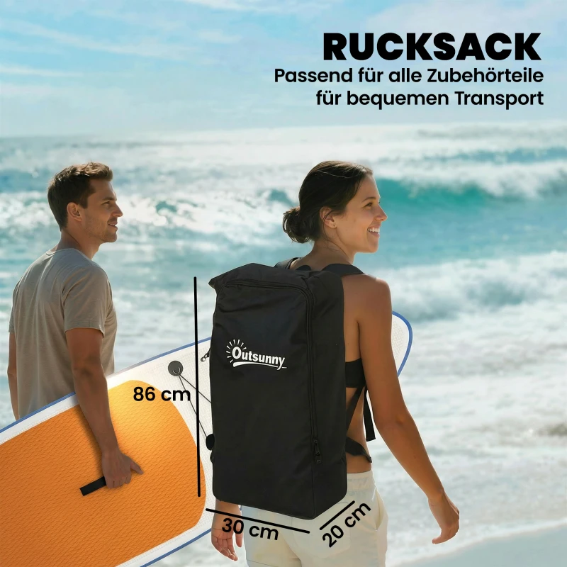 Outsunny Stand Up Paddling Board Set Aufblasbar 305cm SUP Board mit Aluminium-Paddel abnehmbarer Finne Fußschlaufe