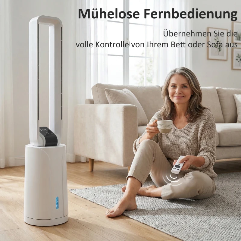 HOMCOM Verdunstungsluftkühler mit Fernbedienung, 15-Stunden-Timer, Kühlakku für Zuhause und Büro, Weiß