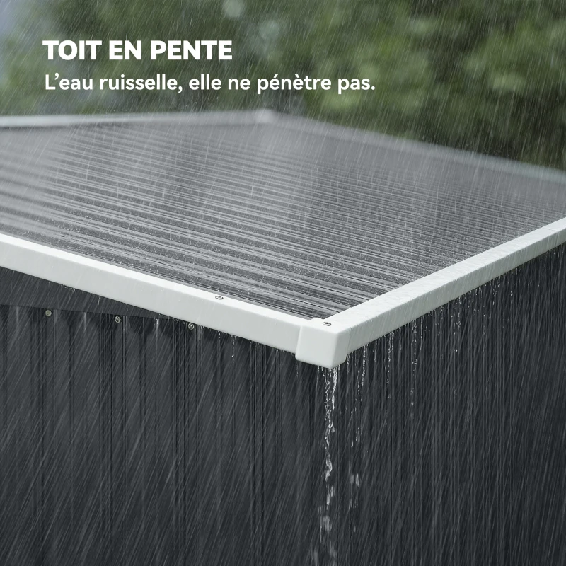 Outsunny Abri de jardin en métal cabane jardin extérieure triple porte verrouillable toit incliné aérations 234x132x185cm gris