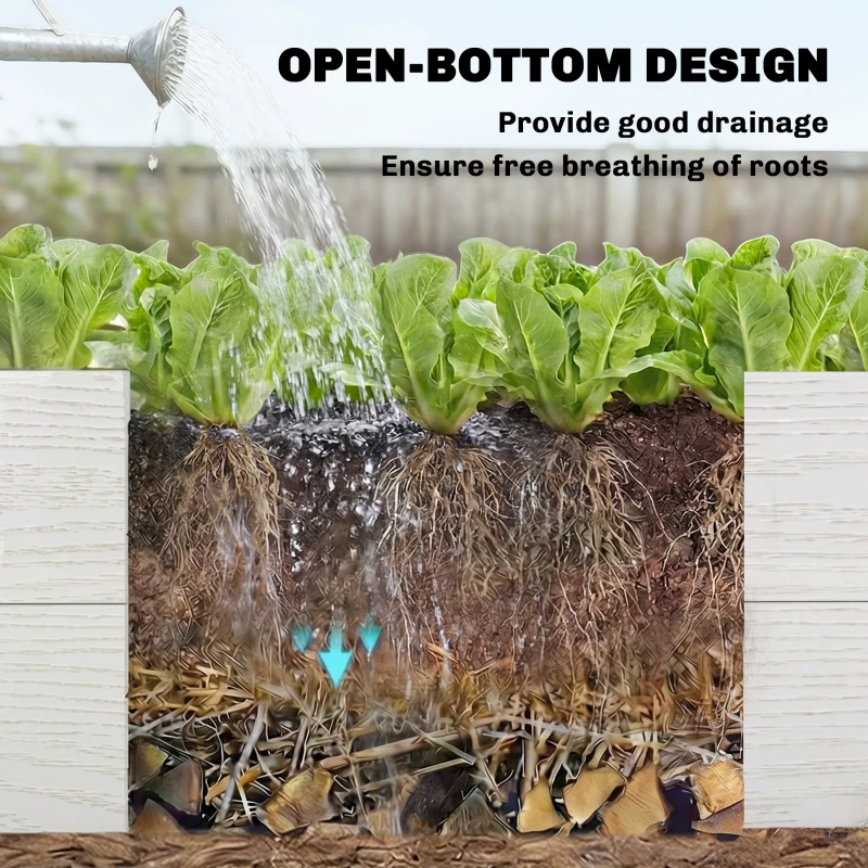 Outsunny Podwyższona Skrzynia Ogrodowa 3-poziomowa z Otwartym Dnem, Modułowe Ziołowe Łóżko DIY z Winylu