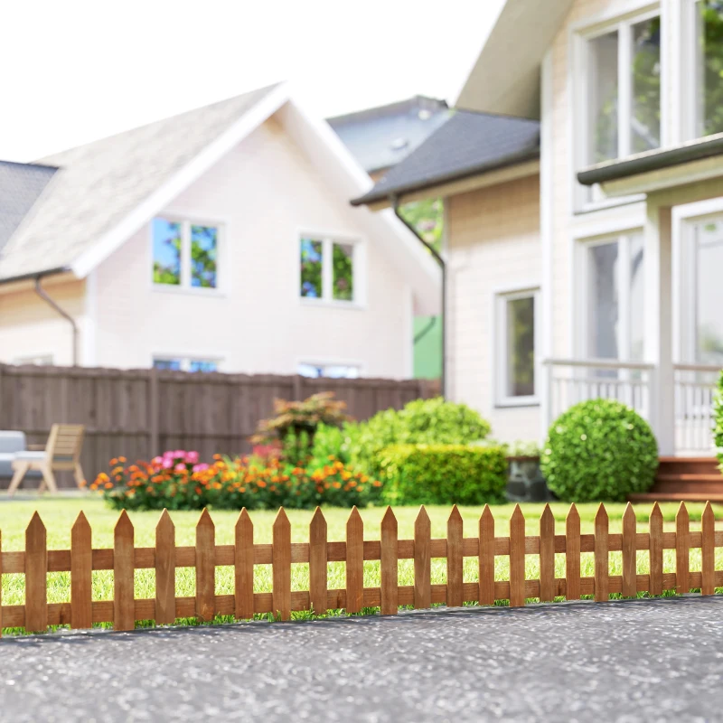 Outsunny Bordures à Planter 12 pcs - Bordures de pelouse - barrières de Jardin en Bois de Sapin pré-huilé - Bordure dim. 60L x 34H cm