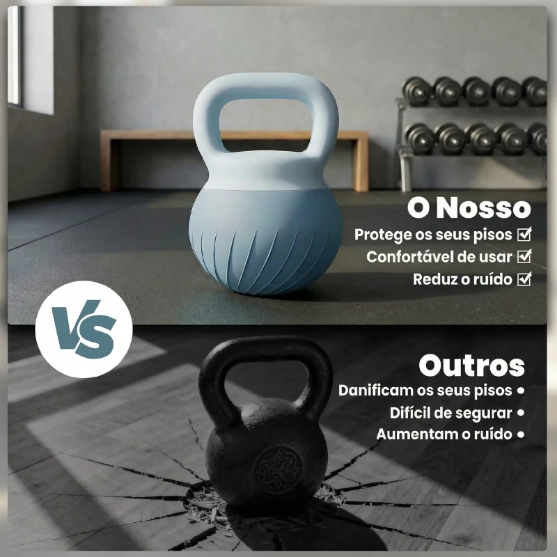 SPORTNOW Kettlebell 6 kg com Areia Metálica e Pega Antideslizante para Treino 27x20x20 cm Azul Claro