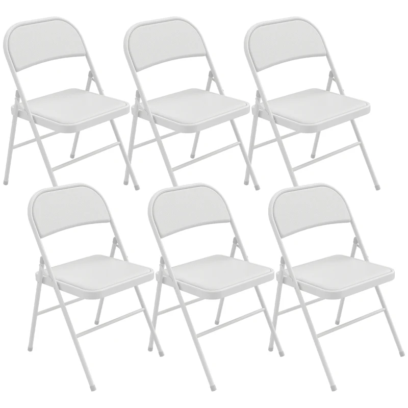 HOMCOM Lot de 6 chaises pliantes chaises de salle à manger portables cadre en acier 45 x 46 x 78 cm blanc