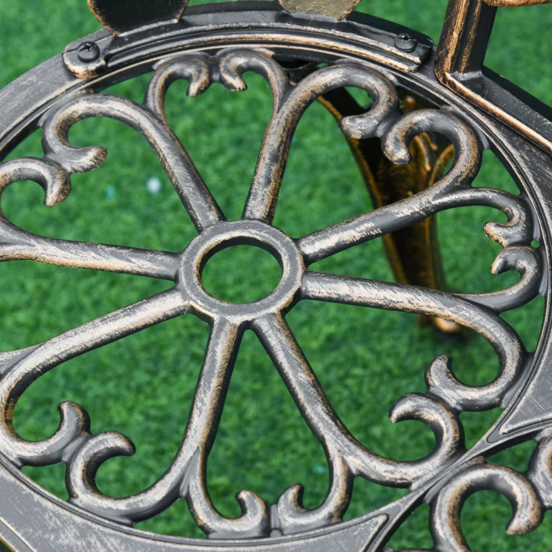 Outsunny Gartenbank 2-Sitzer aus Metall, Sitzbank im Retro Stil, Parkbank mit Blumenmuster 100 x 54 x 78 cm, Bronze