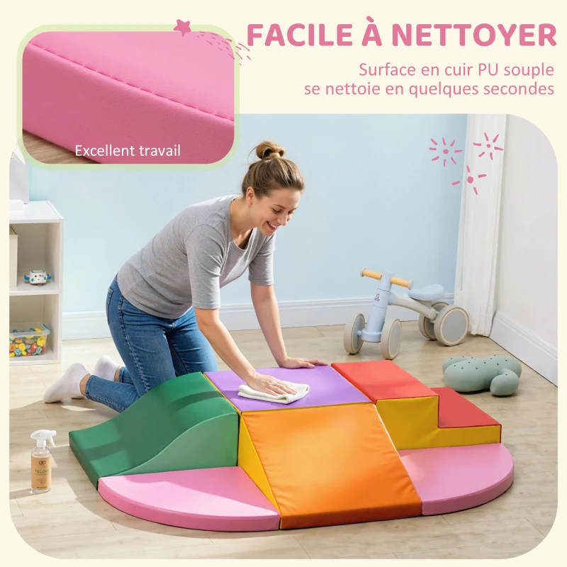 HOMCOM 6 blocs de construction en mousse XXL pour enfants - normes EN71-1-2-3 - mousse EPE Revêtement synthétique