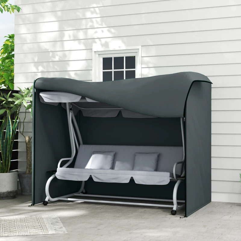 Outsunny Funda para columpio tipo Hollywood 3 plazas impermeable, funda protectora para columpio de jardín, tejido Oxford 220 x 125 x 172 cm, Gris