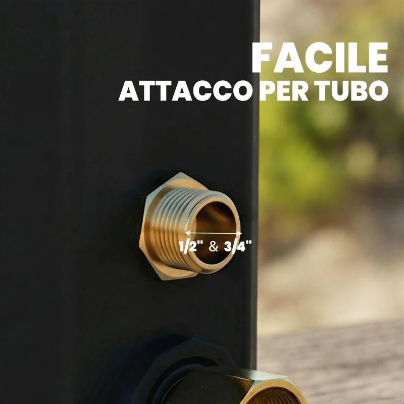 Outsunny Doccia Solare 35L, Protezione Antigelo, 2 Soffioni, Rubinetto per Piedi