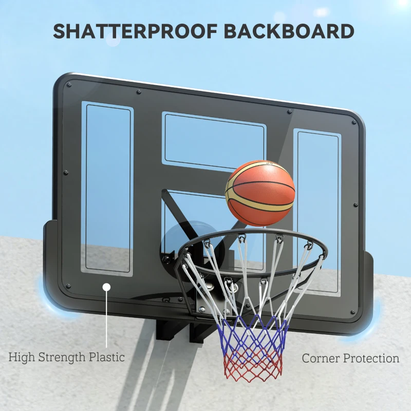 SPORTNOW Wall Mounted Basketball Hoop, Basketball Goal Combo Kit with 110cm Reinforced Shatter Resistant Backboard and All Weather Net for Indoor Outdoor Use