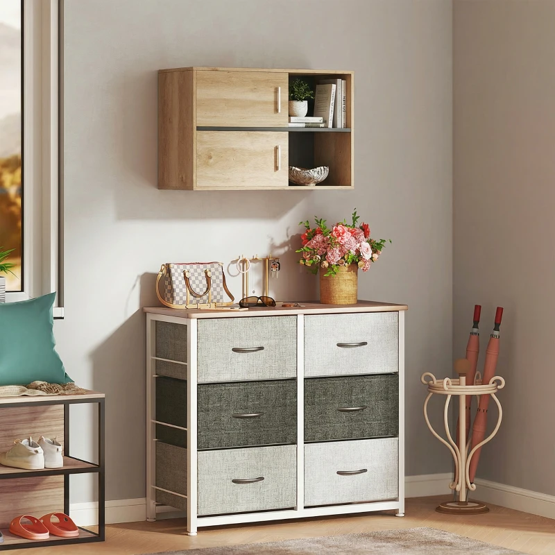 HOMCOM Armario de Baño de Pared con Compartimentos Abiertos y 2 Puertas Mueble de Baño Moderno 80x35x57,5 cm Natural